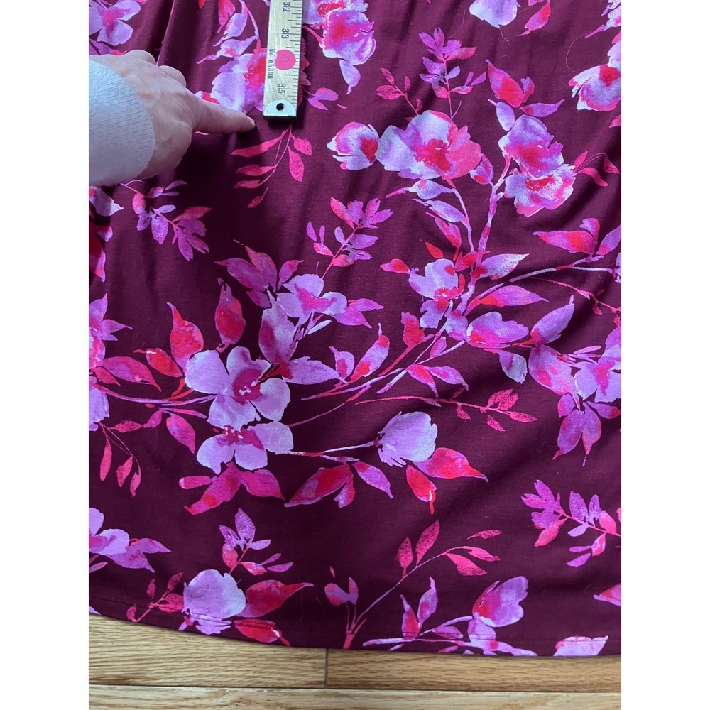 J. Jill Cranberry-Red Multi Watercolor Floral Stretch Dress XL Beachy Vacation - Picture 11 of 12